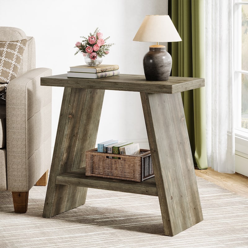 Solid Wood End Table for Living Room (Set of 2) - 11.81"D x 23.62"W x 23.62"H