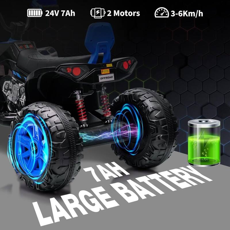 24V Ride on ATV for Kids, 2 Seater Electric Quad Car