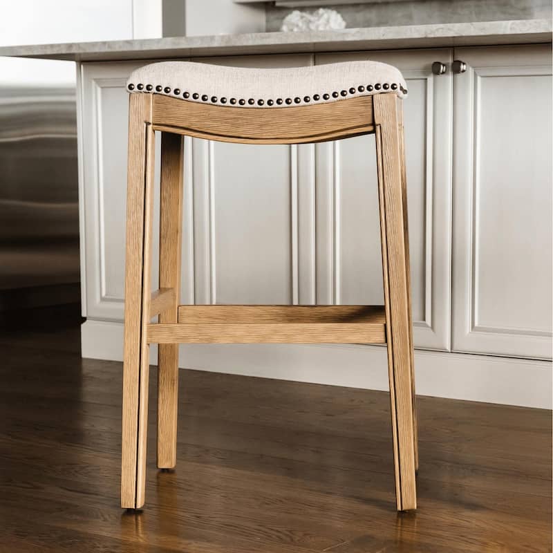 Maven Lane 31" Adrien Saddle Kitchen Bar Height Stool - N/A - Natural
