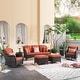 preview thumbnail 34 of 39, OVIOS 6-piece Rattan Wicker Patio Furniture Set Swivel Rocking Chair Set Red/Orange