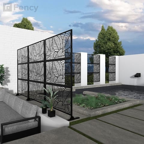 Metal Privacy Screen Free Standing Leaf - 76x47