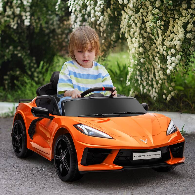 Chevrolet Corvette 12V Licensed Kids Electric Ride-On with Remote Control, Suspension System, LED Headlights, and Music