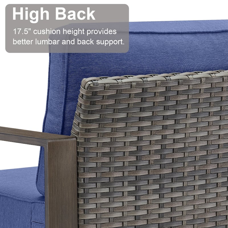 Meyreso Wicker Outdoor Patio Fire Pit Set with Swivel Gliders & 4.5-Inch Olefin Cushions