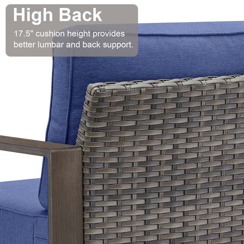 Meyreso Wicker Outdoor Patio Fire Pit Set with Swivel Gliders and Olefin Cushions