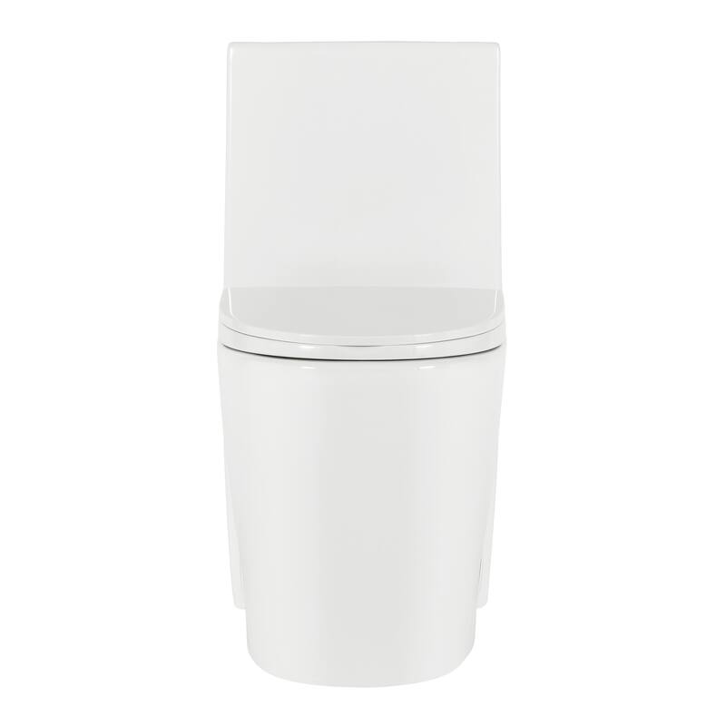 Angers One-Piece Elongated Toilet, Touchless 1.1/1.6 Gpf - 27" x 15.15" 31.2" - 27" x 15.15" 31.2" - White