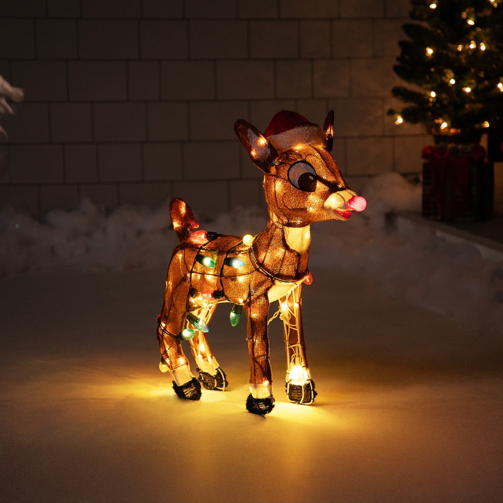 24" Lighted Rudolph String Lights Christmas Outdoor Yard Decoration - Brown