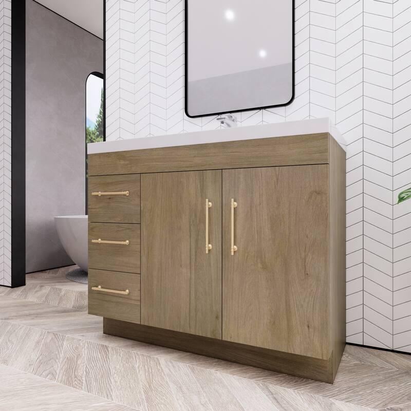 Eliza 42'' Freestanding Vanity (Left Drawers) with Single Sink
