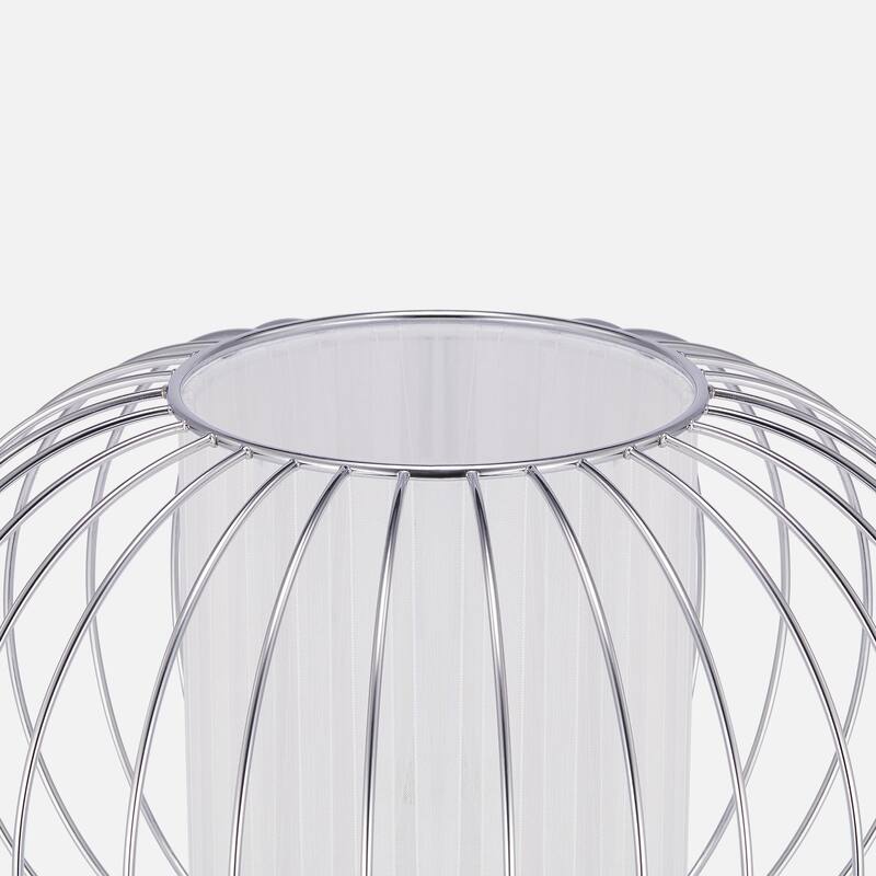 CO-Z 17" Modern Desk Lamp Table Lamp with White Fabric Shade and Metal Cage Frame