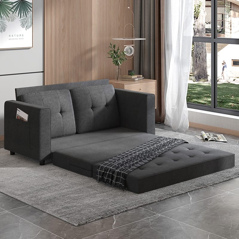 Mixoy Modern 3-in-1 Loveseat Sleeper Sofa,Multi-Function Tri-Fold Out Floor Sofa Bed
