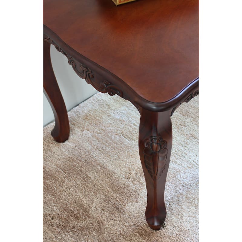 Carved Wood End Table - Rococo Radiance Lamp Table - Bedroom Living Room Accent Table - 22" x 22" x 20" - 22