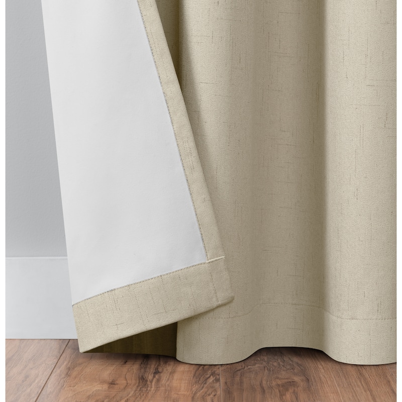Eclipse Pembroke 100% Blackout Curtains, Faux Linen Grommet Window Curtains (2 Panels)
