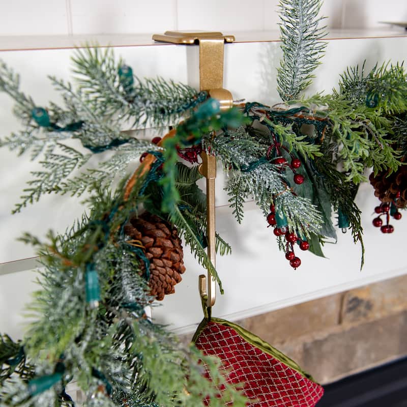 Garland and christmas stocking holder for mantle (3-Pack) (Gold)