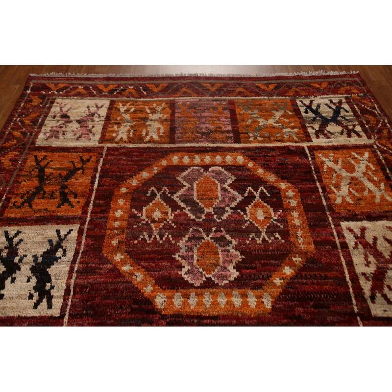 Tribal Geometric Moroccan Oriental Area Rug Hand-knotted Wool Carpet - 6'9" x 10'0"