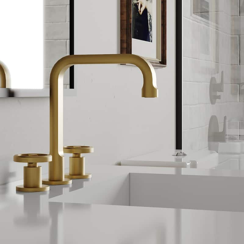 Widespread Bathroom Faucet with Industrial Round Handles Pop-Up Drain