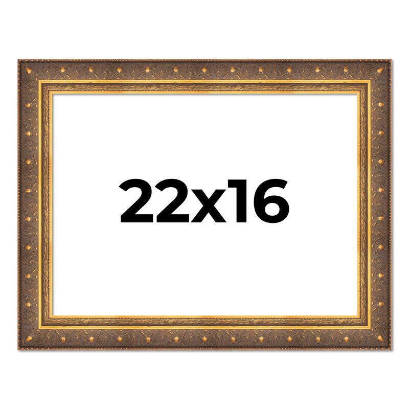 22x16 Frame Vintage Gold Solid Wood Picture Frame | 2.5 Inch Moulding