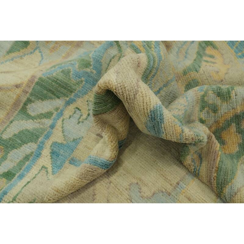 Handmade Wool Oushak Turkish Area Rug, Geometric Carpet - 11' 10'' X 9' 2''