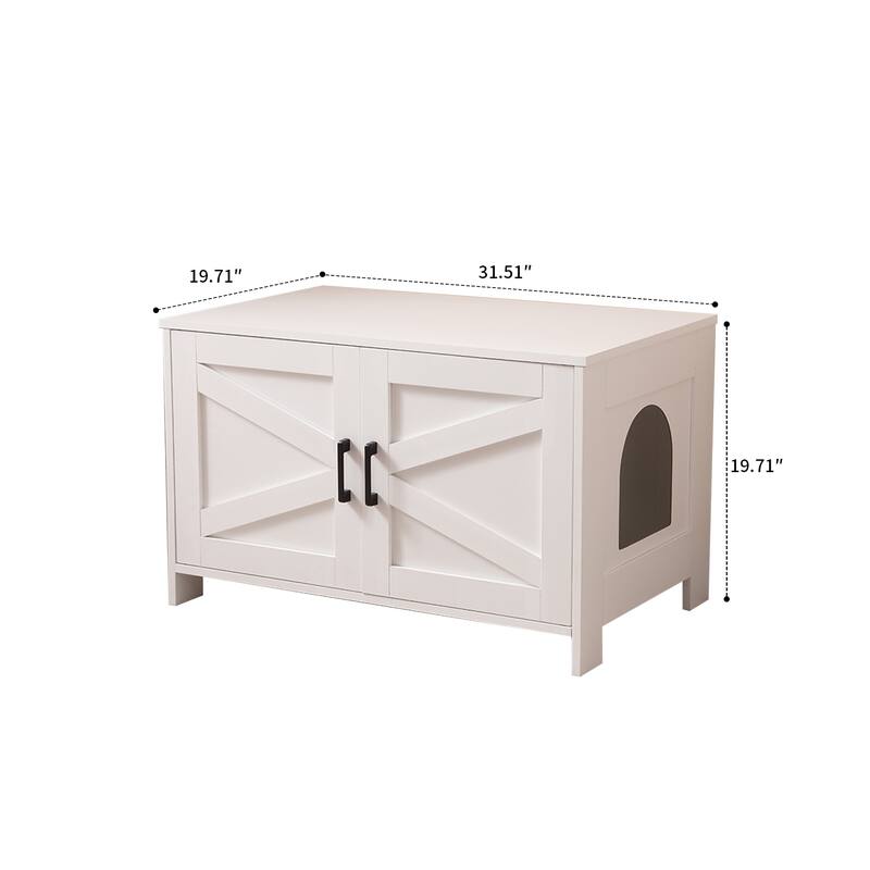 Classic Wooden Cat Litter Box House with Two Front Doors