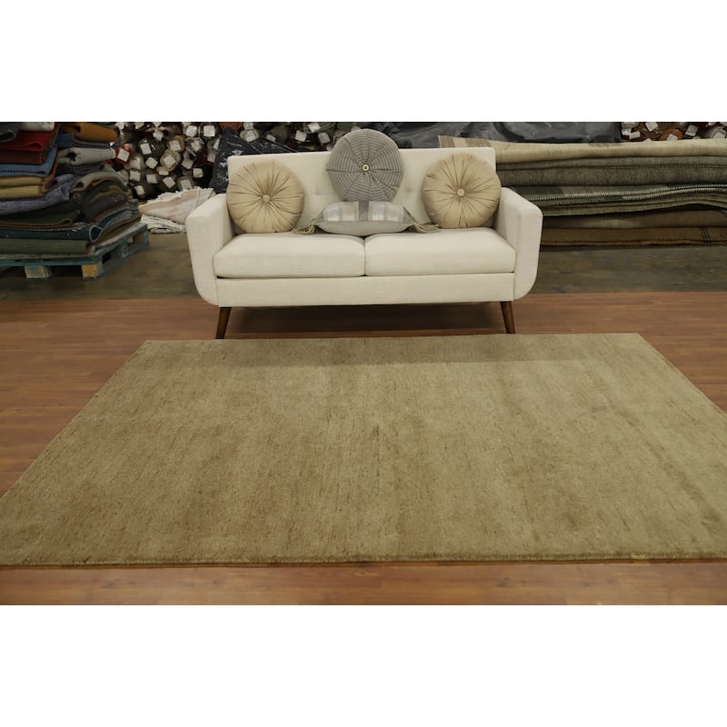 Hand Knotted Oriental 100% Wool Carpet Modern Modern Beige & Ivories Gabbeh Area Rug - 7' 11'' X 5' 8''