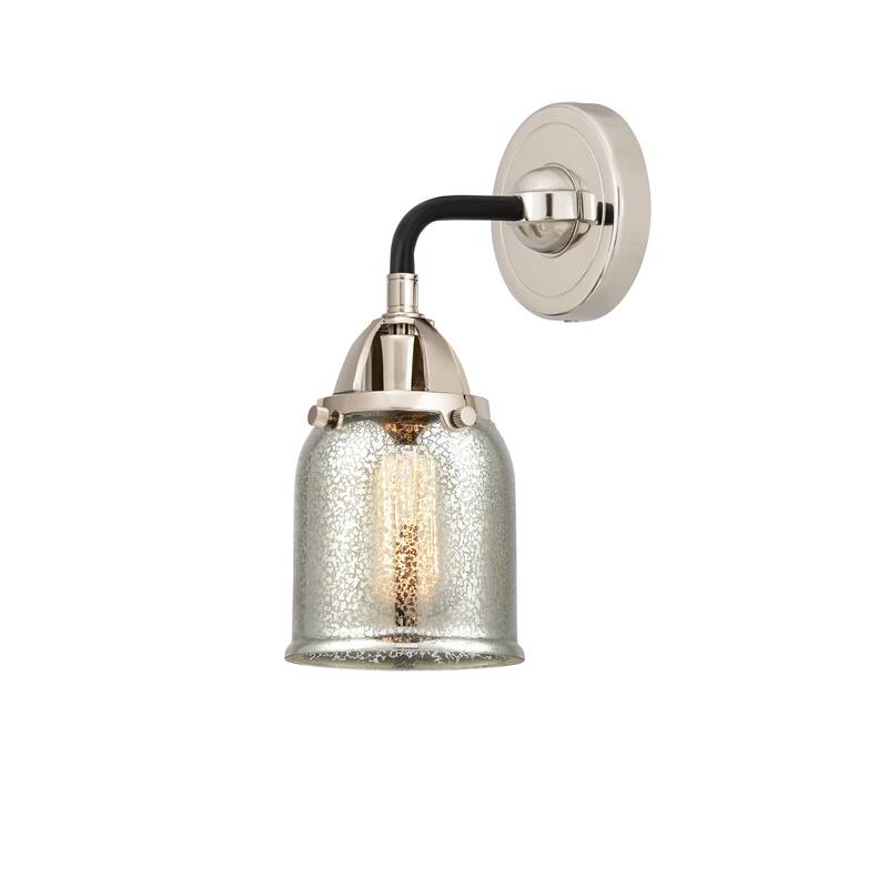 Innovations Lighting Nouveau 2 Bell - 1 Light 5" Sconce - Silver Plated Mercury/Black Polished Nickel