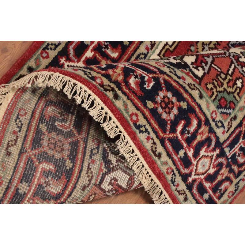 Hand Knotted Oriental 100% Wool Carpet Traditional Medallion Oranges & Rust Heriz (serapi) Area Rug - 5' 11'' X 3' 11''
