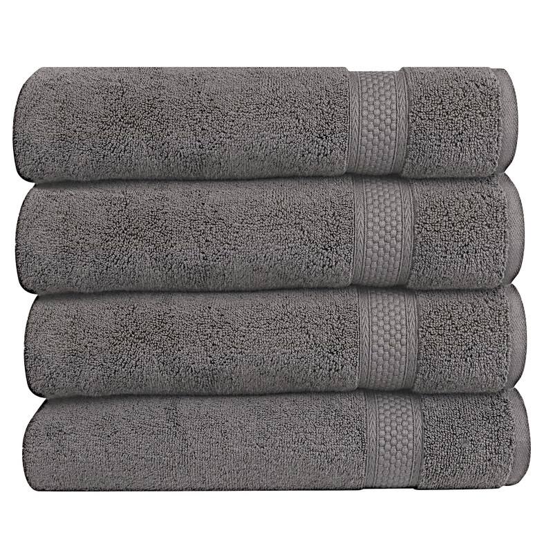 A1HC Bath Towel Set, 500 GSM Duet Technology 100% Ring Spun Cotton, Oeko-Tex Green Certified, Ultra Soft, Quick Dry - Bath Towel (30"x54") Pack of 4 - Charcoal
