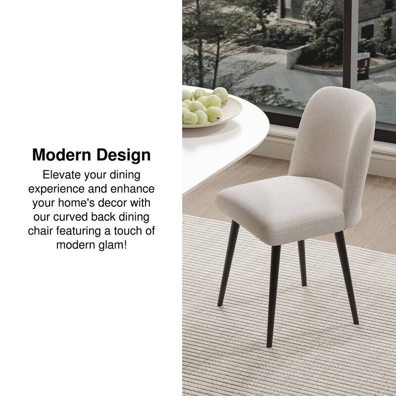 2Pcs Upholstered Dining Chairs Modern Fabric Kitchen Chairs with Padded Seat & Sturdy Metal Legs Side Chairs