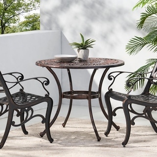 Tucson Outdoor Round Cast Aluminum Dining Table by Christopher Knight Home