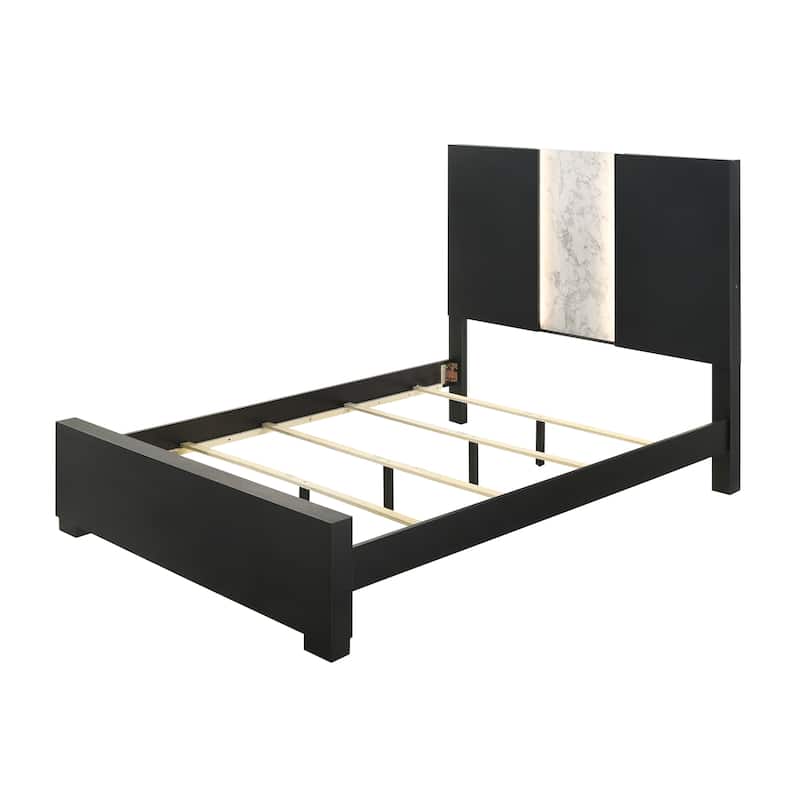 Eirena Black LED Panel Bed