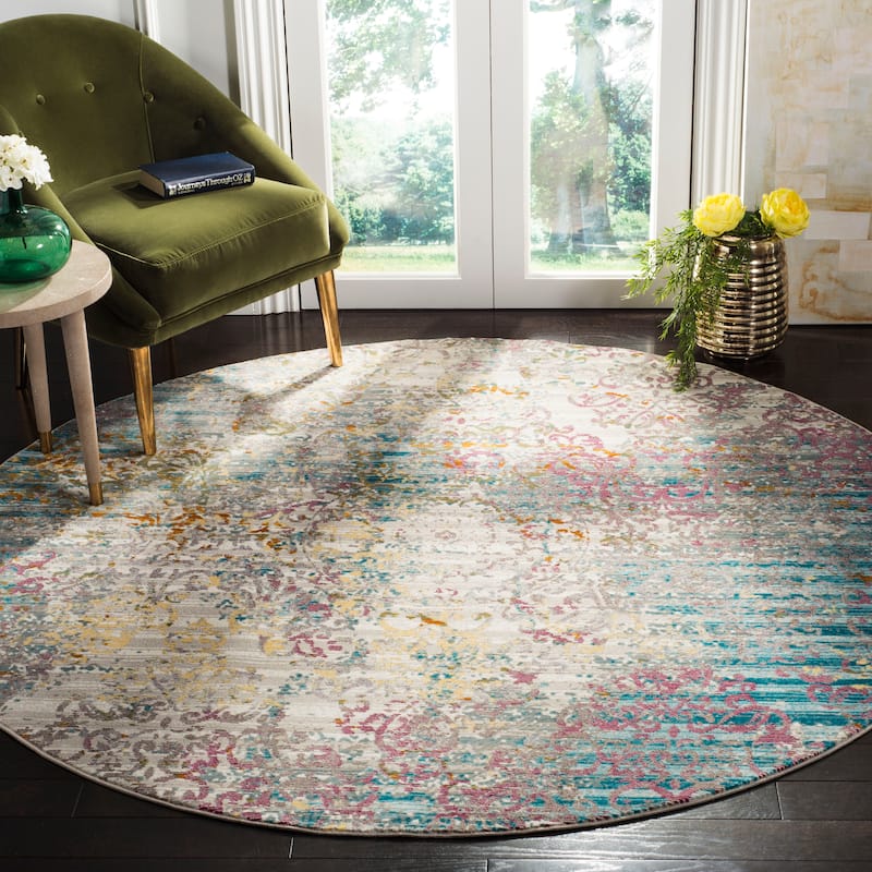 SAFAVIEH Aria Harma Vintage Boho Oriental Rug - 6'5" Round - Cream/Multi