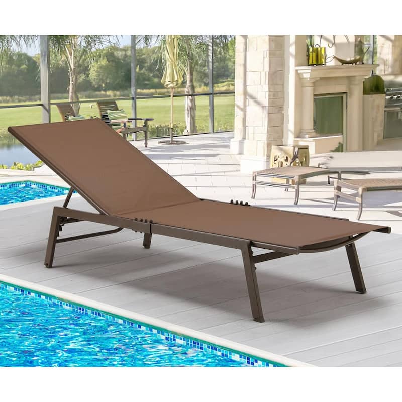 AECOJOY Adjustable Patio Aluminum Lounge Chairs for Outside - Brown