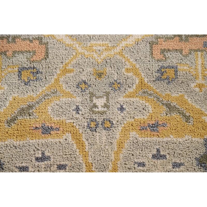 Green Floral Oushak Oriental Runner Rug Handmade Wool Carpet - 2'7"x 9'11"