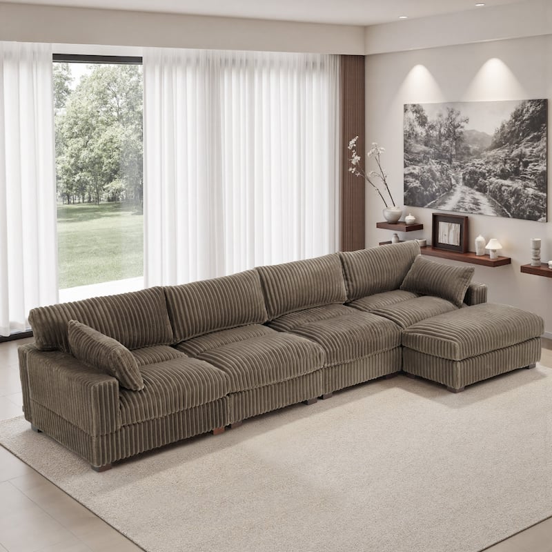 Oversized Plush Modular Sectional Sofa Couch with Ottoman