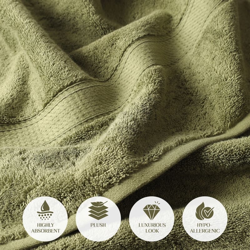 Superior Egyptian Cotton 6 Piece Towel Set Ultra Plush & Absorbent Bath, Hand & Face Towels, Heavyweight Spa Quality