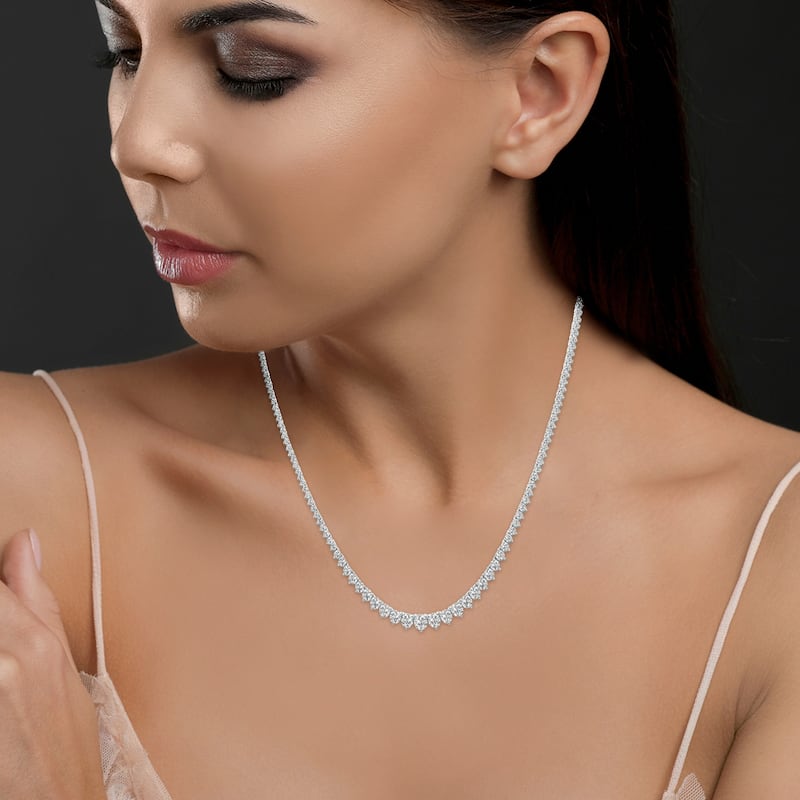 Marquee 7 Carat TW Graduated Lab Grown Diamond Tennis Necklace in 14K White Gold