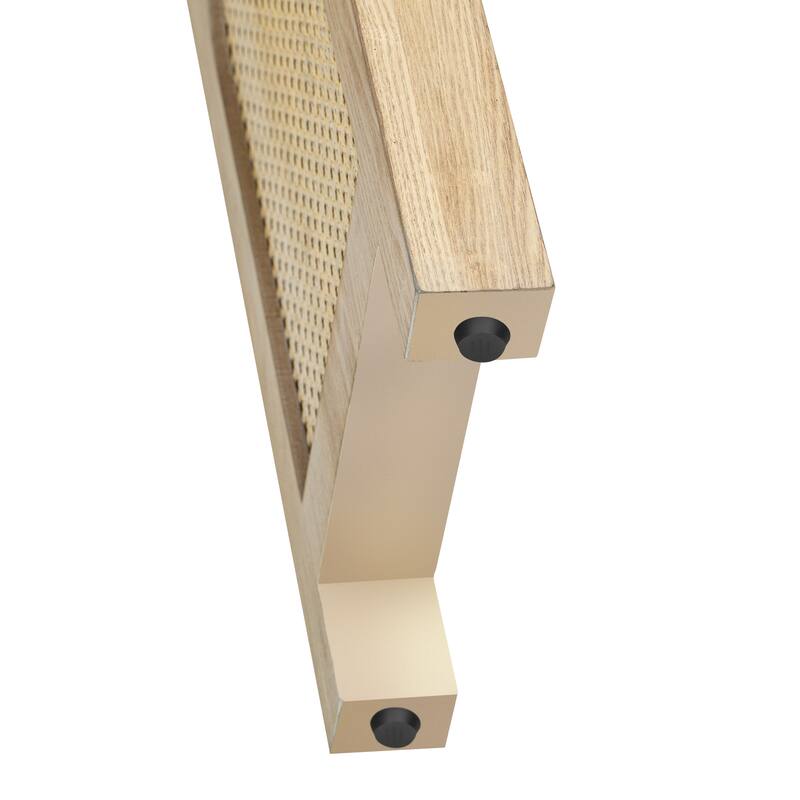 Narrow Console Table with Rattan Accent