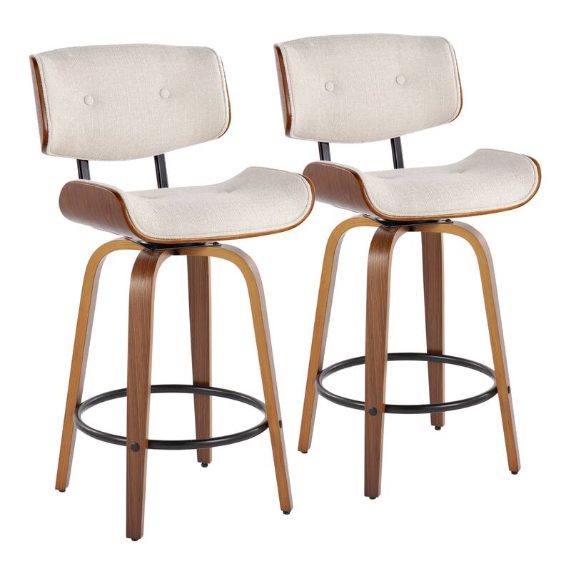 Carson Carrington Leksand 26" Fixed-Height Counter Stool with Bent Wood Legs (Set of 2)