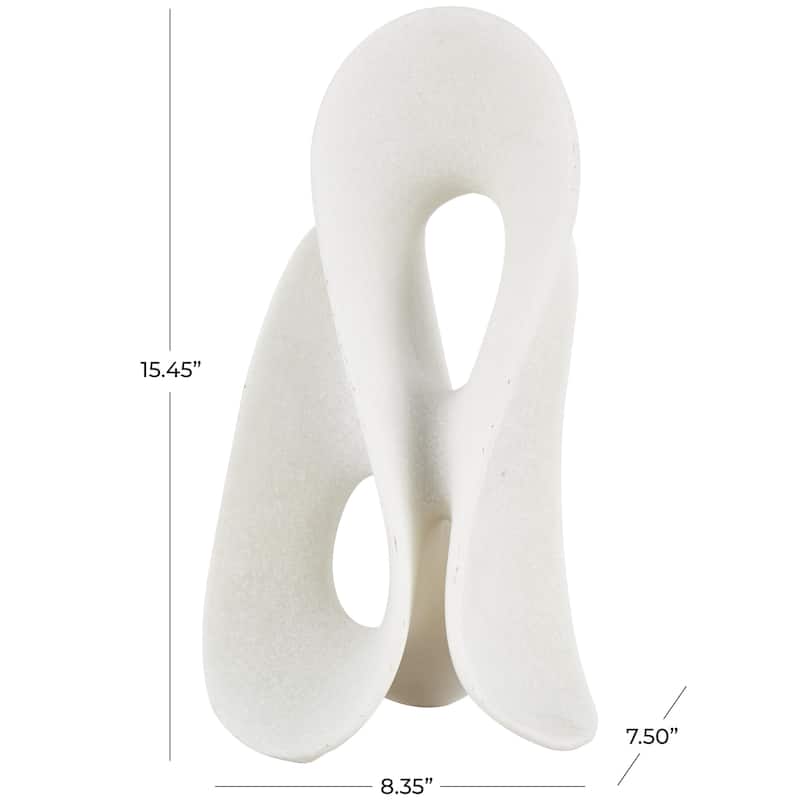 Polystone Abstract Wavy Shaped Decorative Sculpture with Cutouts and Speckled Texturing - White - Roche River Decor