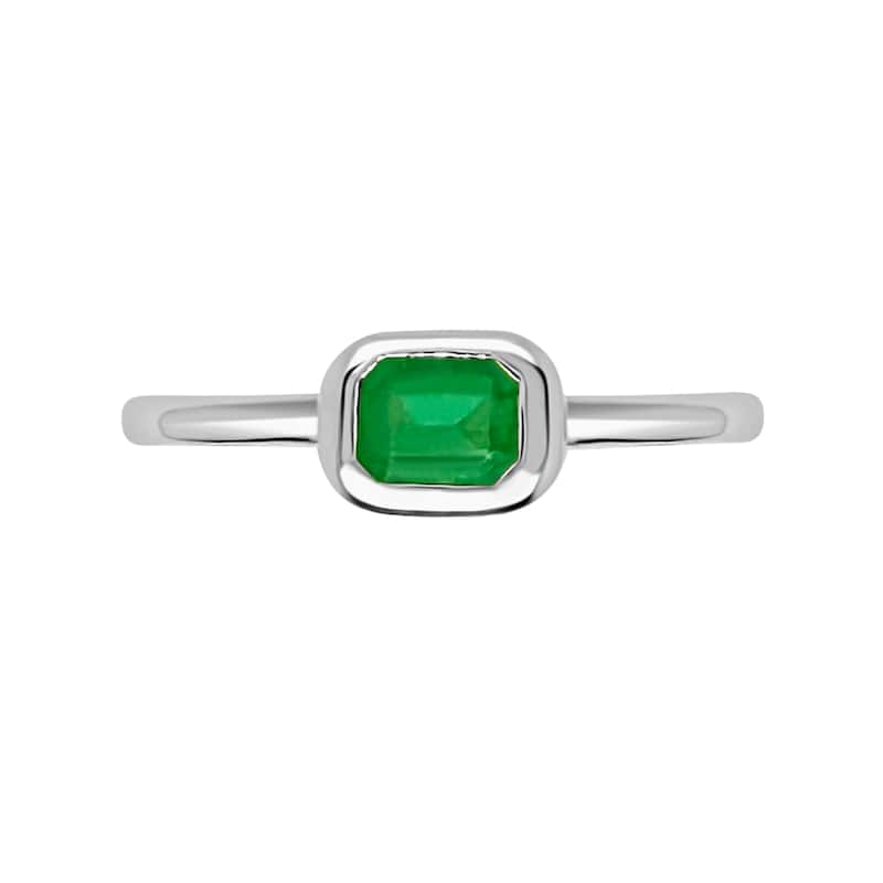 Auriya 14k Gold Emerald-Cut Emerald Bezel Solitaire Ring - 9 - White