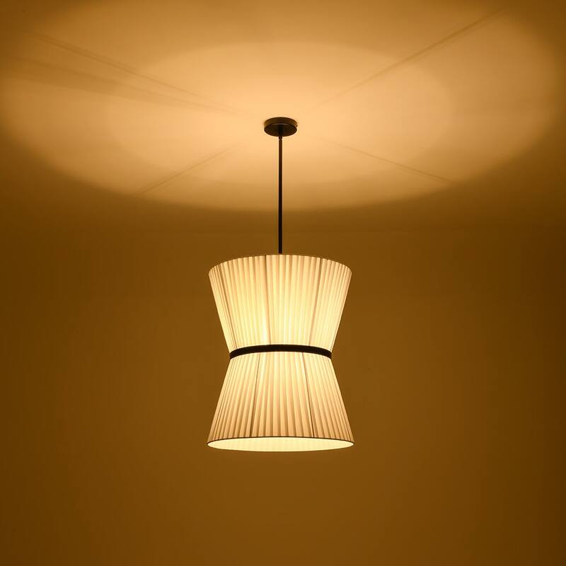 Chic Modern 2-Light Hourglass Pleated Fabric Pendant - 19.7 in