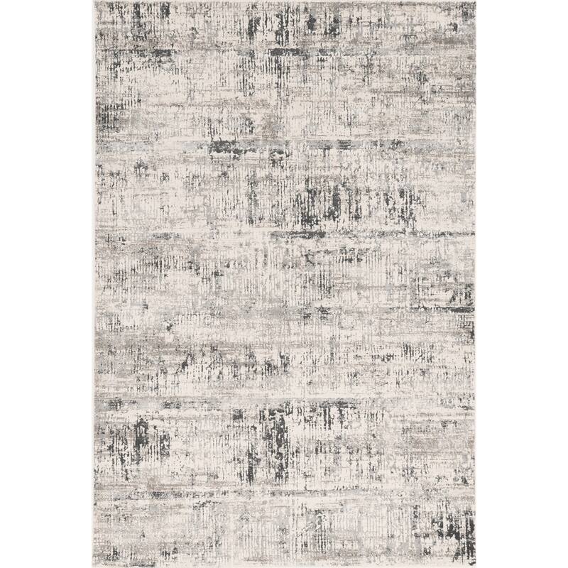 Strick & Bolton Caspi Black & White Distressed Rug - 5'3" x 7'7" - Ivory Silver