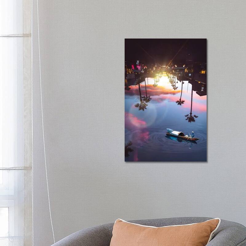 iCanvas "Asian Boat On River Sky And Inception Landscape" by GEN Z Canvas Print - 26x18x1.5