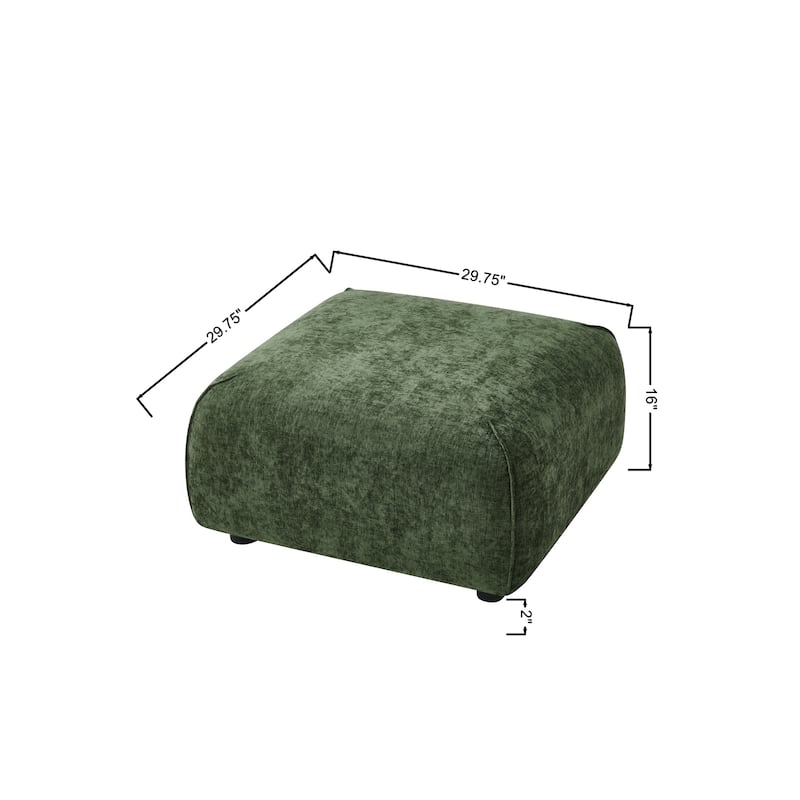 Roomfitters Plush Square Ottoman, Upholstered Footrest and Stool, Minimalist Extra Seating, Solid Wood Base