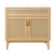 preview thumbnail 34 of 45, Javer Bohemian Rattan Freestanding 2-Shelf Bath Vanity Cabinet Base Only (Sink Basin not Included) 36 in. - Oak