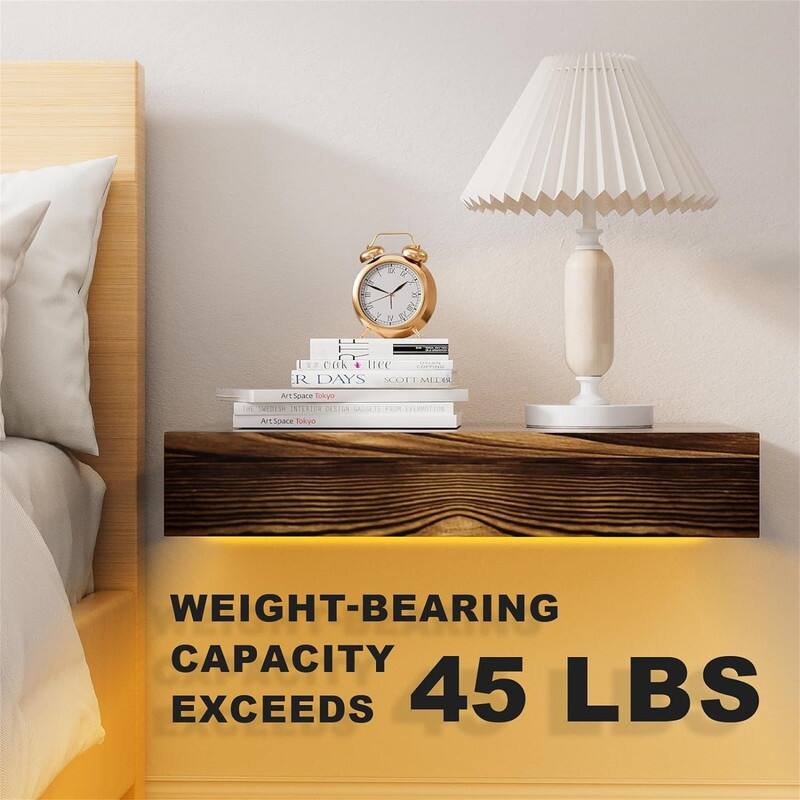 2 Packs Rustic Wood Floating Shelf with Drawer - 10.8"D x 16.7"W x 3"H