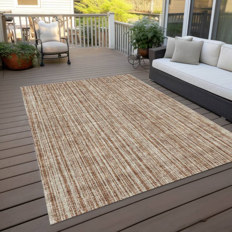 Machine Washable Indoor/ Outdoor Chantille Contemporary Striped Rug