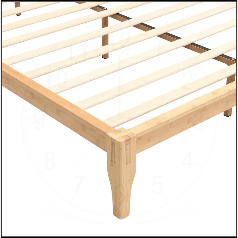 12 Inch Bamboo Wood Platform Bed with Wood Slat Metal Support