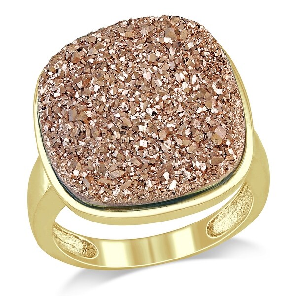 Miadora Sterling Silver Rose Color Druzy Gemstone Ring. Opens flyout.