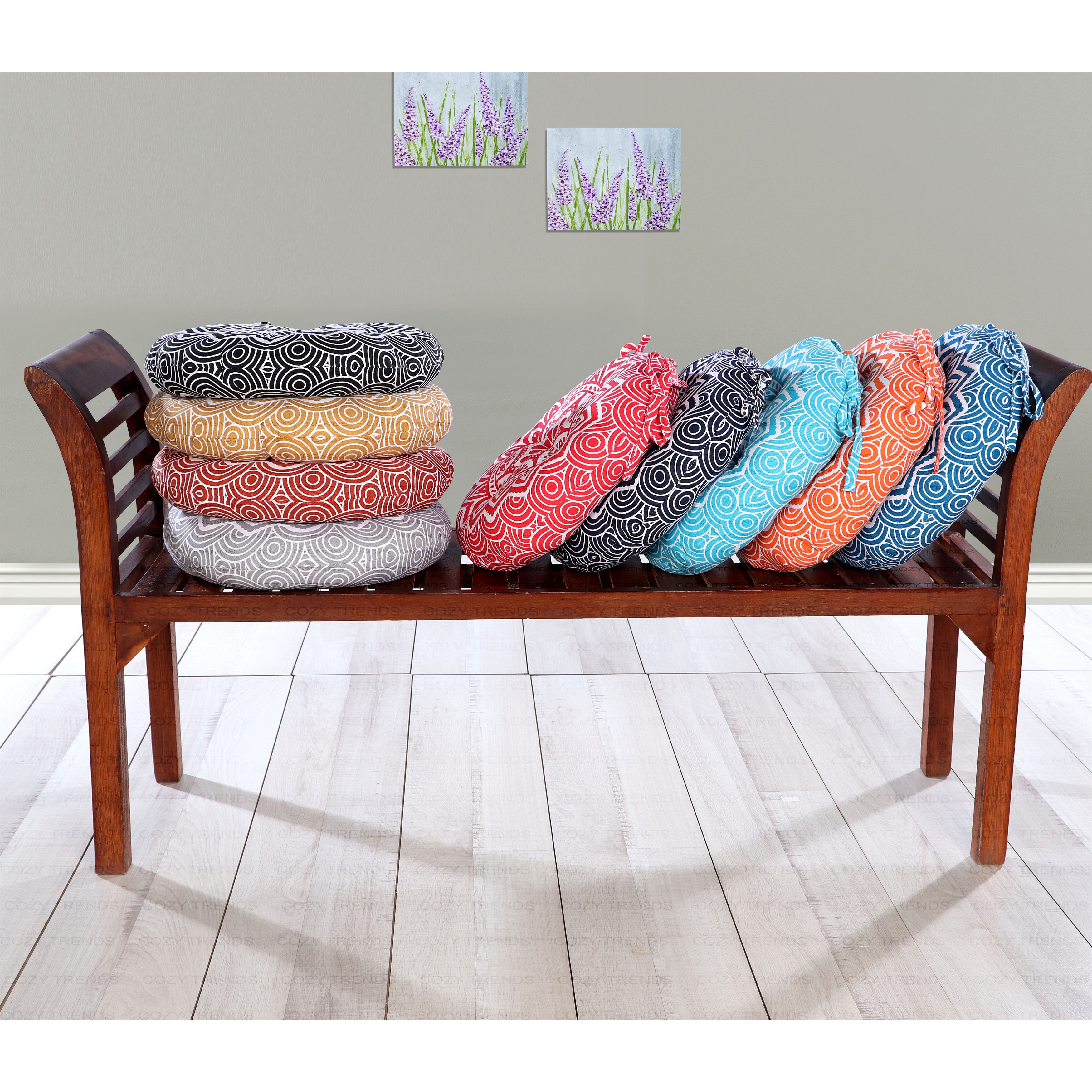 16" Round Tufted Chair Pads Cushions with Ties – Thick, Comfortable Seat Cushions for Dining Chairs/Office Chairs/ Bar Stool