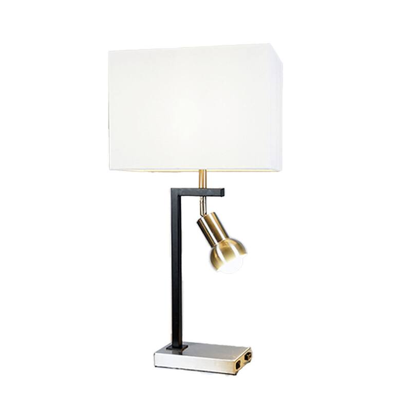 Limy 2pc Table Lamp Set, White Shade, Chrome and Black Frame, 29 Inch