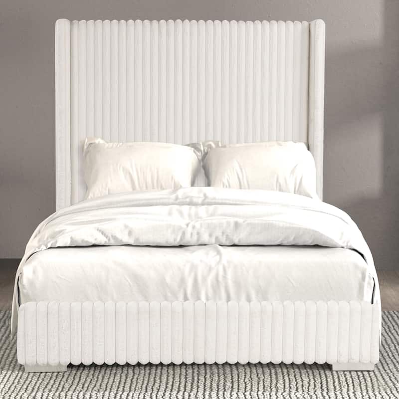 Furniture of America Draper Modern Chenille High Wingback Platform Bed